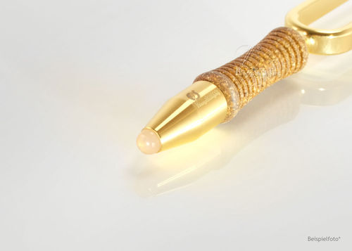Rosenquarz "Gold" Stimmgabel Akupunktaufsatz 6mm GOLD 24 K beschichtet